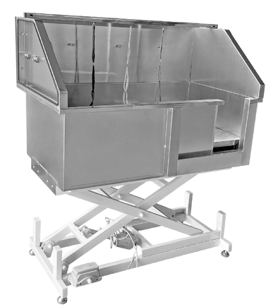 PillarVet Stainless Steel Pet Bathing Tub with walk-in ramp for large dogs