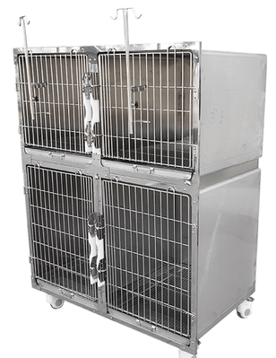 PillarVet Stainless Steel Recovery Kennels -- modular stackable bank